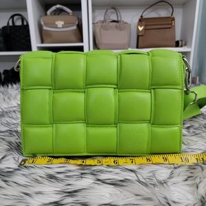 NWT Stylism Denmark Padded Woven Quilted Pillow Leather Crossbody Bag Kiwi Green